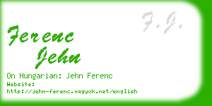 ferenc jehn business card